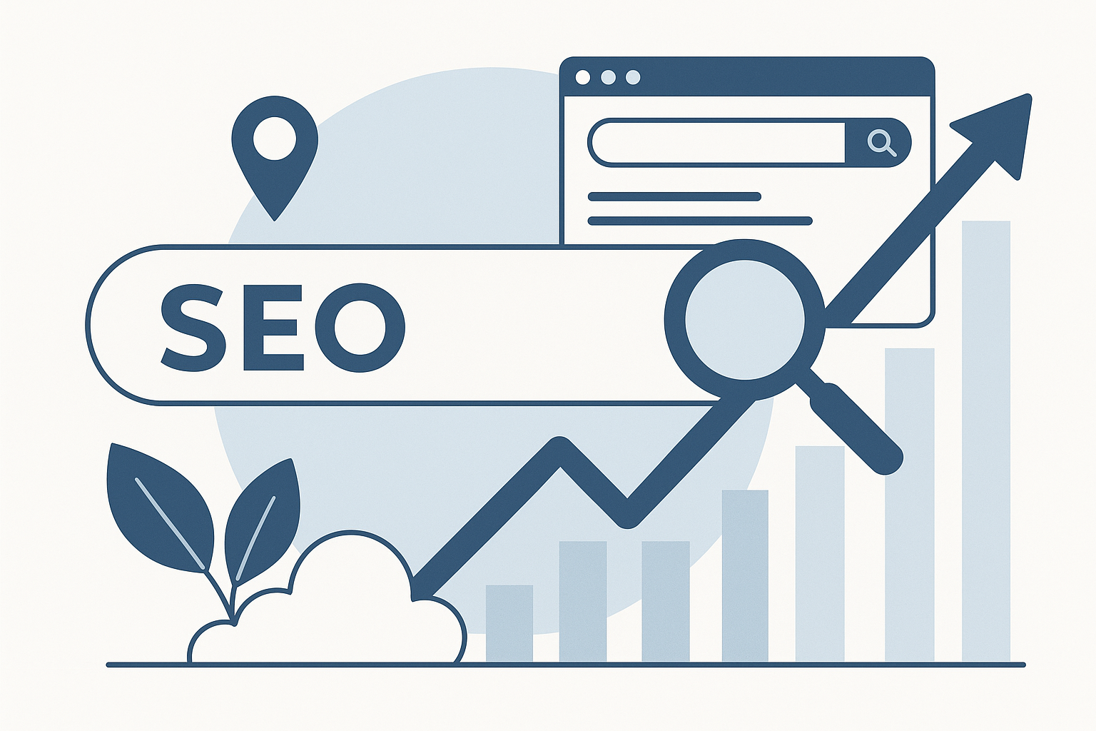 Dashboard SEO avec courbes et positions mots‑clés